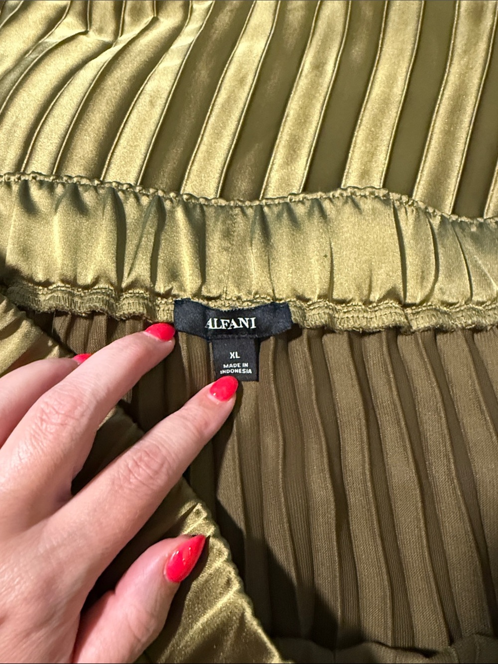 Alfani Olive Green Pleated Midi Skirt - Women's XL - Picture 2 of 3